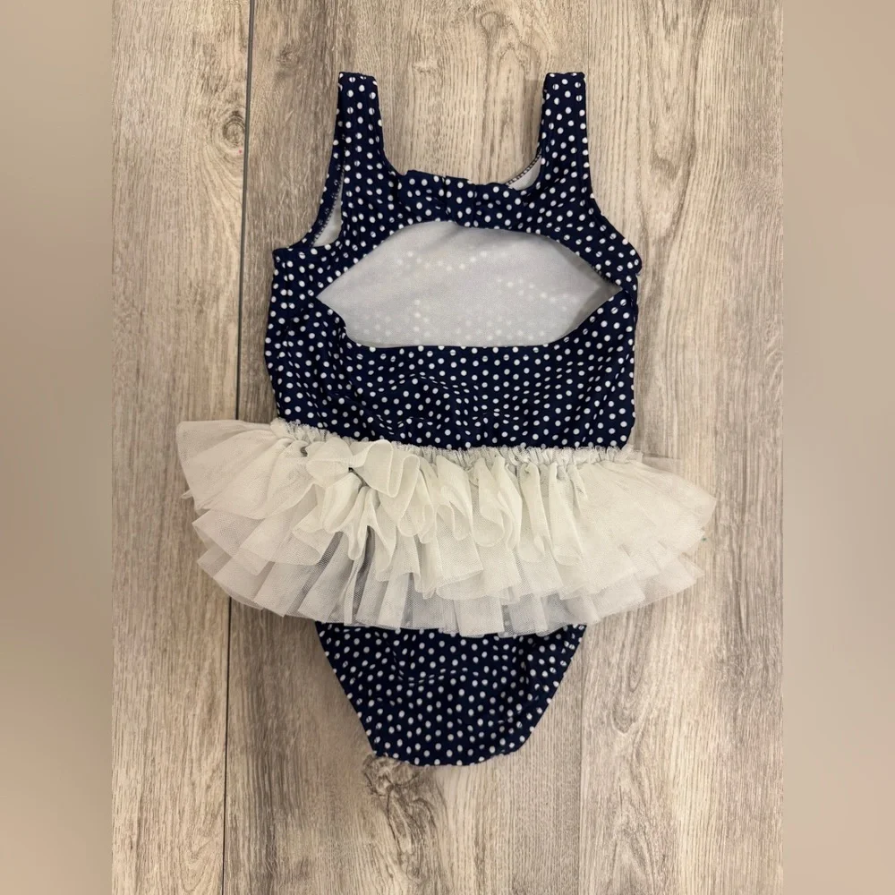 Cat & Jack Navy Polka Dot One Piece Swimsuit